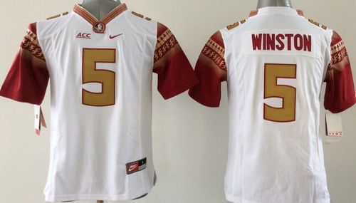 Seminoles #5 Jameis Winston White Limited Stitched Youth NCAA Jersey - Click Image to Close